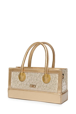 Glittery Box Shaped Gold Bag 0056