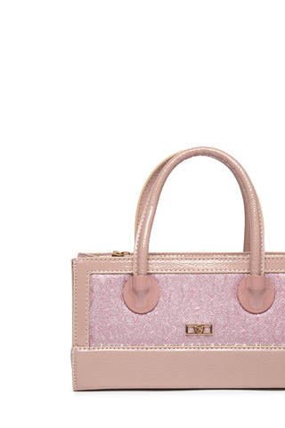 Simli Kutu Form Rose Gold Çanta 0056