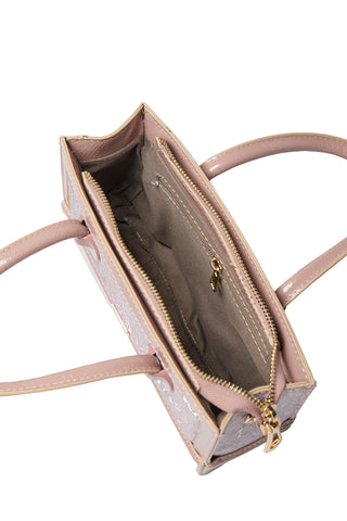 Simli Kutu Form Rose Gold Çanta 0056