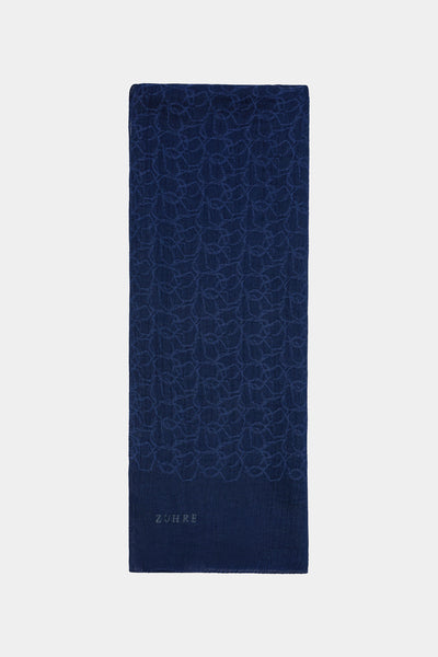 Soft Çiçek Desenli A.lacivert Şal 0058