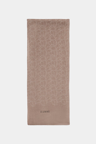 Soft Çiçek Desenli Vizon Şal 0058