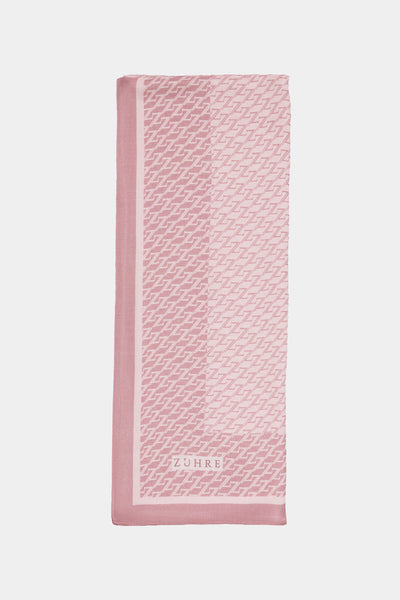 Monogram Desenli Bordürlü Prime Pembe Şal 0065