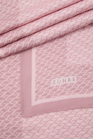 Monogram Desenli Bordürlü Prime Pembe Şal 0065