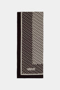Monogram Desenli Bordürlü Prime Acı Kahve Şal 0065