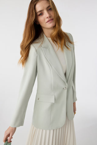 Kruvaze Yaka Tek Düğmeli Blazer Stone Ceket 0070