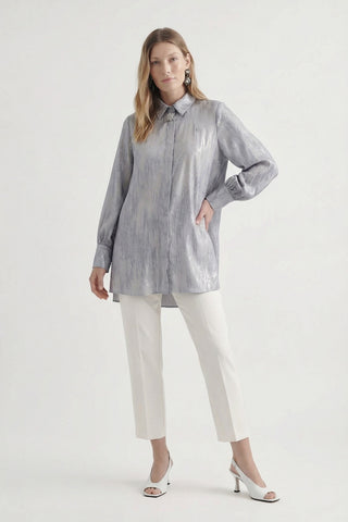 B-0095 MAREEN BLUZ 42-48 Gri/mavi Bluz 0095