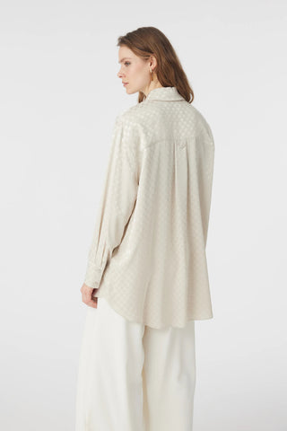 Desenli Düğmeli Rahat Taş Gömlek 0120