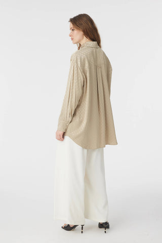 Desenli Düğmeli Rahat Çağla Gömlek 0120