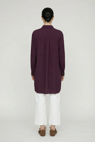 Düğmeli Cep Detaylı Rahat Bordo Gömlek 0130