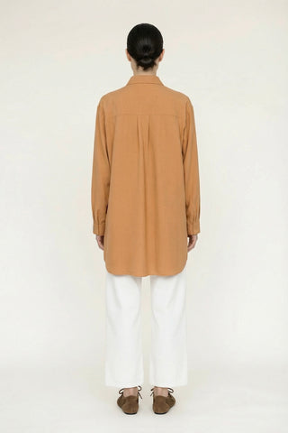 Düğmeli Cep Detaylı Rahat Oranj Gömlek 0130