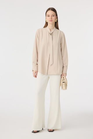 G-0136 SHON GÖMLEK 38-52 Bej Bluz/Gömlek 0136