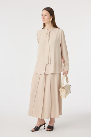 G-0136 SHON GÖMLEK 38-52 Bej Bluz/Gömlek 0136