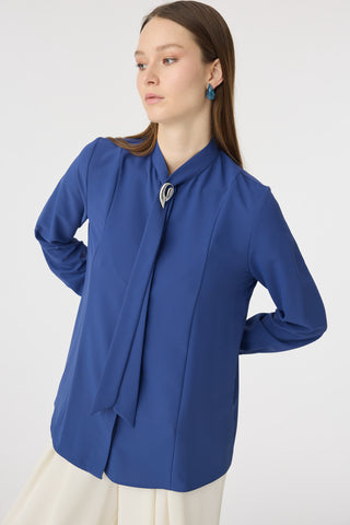 G-0136 SHON GÖMLEK 38-52 Indigo Bluz/Gömlek 0136