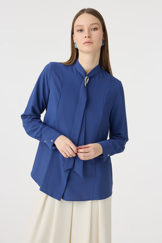 G-0136 SHON GÖMLEK 38-52 Indigo Bluz/Gömlek 0136