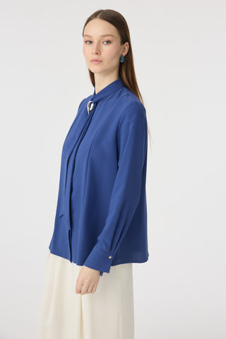 G-0136 SHON GÖMLEK 38-52 Indigo Bluz/Gömlek 0136