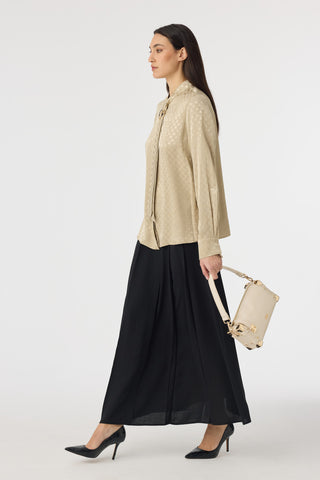 Dokulu Fular Detaylı Zarif Çağla Gömlek 0143