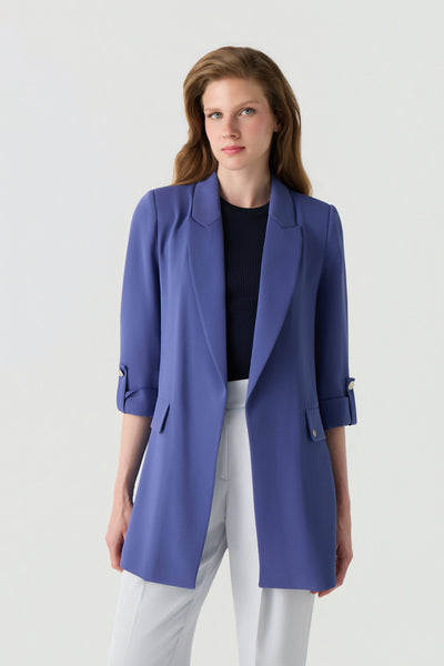 Blazer Yakalı Cepli Menekşe Ceket 0145
