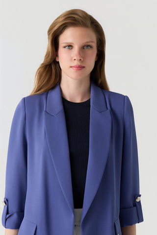 Blazer Yakalı Cepli Menekşe Ceket 0145