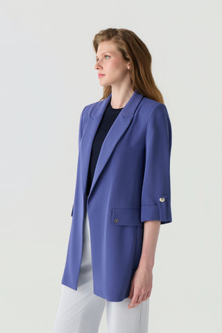 Blazer Yakalı Cepli Menekşe Ceket 0145