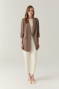 Blazer Yakalı Cepli Vizon Ceket 0145