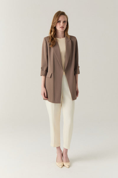 Blazer Yakalı Cepli Vizon Ceket 0145