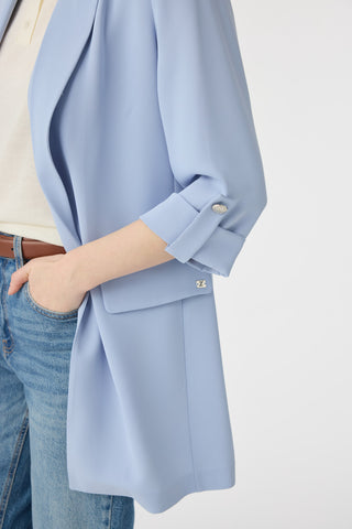 Blazer Yakalı Cepli Gri/mavi Ceket 0145
