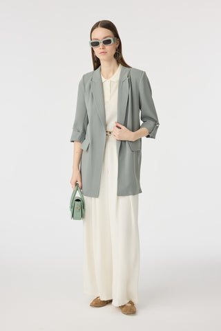 Blazer Yakalı Cepli Ada Çayı Ceket 0145