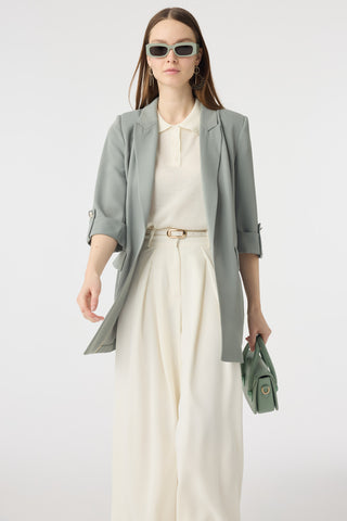 Blazer Yakalı Cepli Ada Çayı Ceket 0145