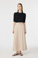 Kemerli Pileli Uzun Bej Etek 0212