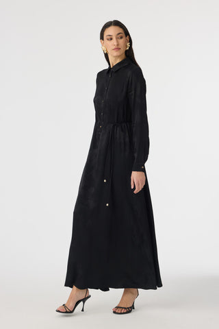 Kahverengi Desenli Zarif Elbise Siyah Elbise 0547