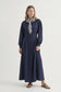 Kuşaklı Şal Detaylı Akışkan Lacivert Elbise 0579