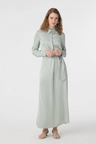 E-0596 GLAZE ELBİSE 38-42 Mint Elbise 0596