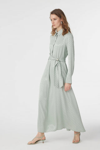 E-0596 GLAZE ELBİSE 38-42 Mint Elbise 0596