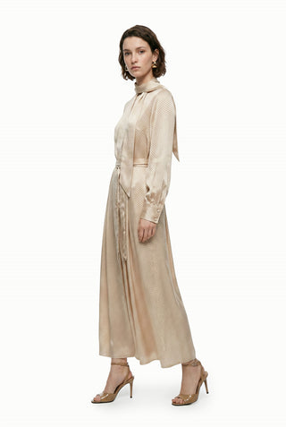 Fular Detaylı Kuşaklı Saten