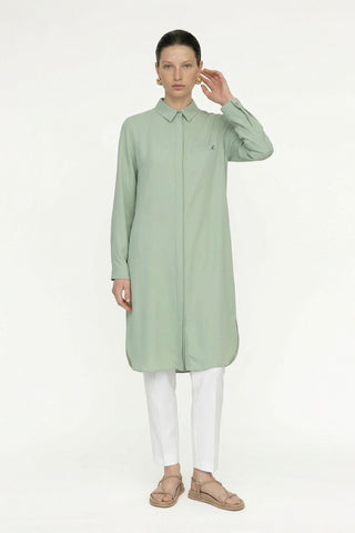 Gizli Düğme Detaylı Mint Tunik 0767