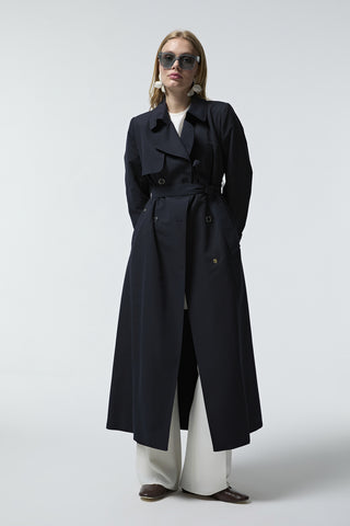 14043 LESNA TRENÇ 38-48 Lacivert Trençkot 14043