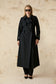 Kruvaze Yaka Kemerli Siyah Trençkot 14043