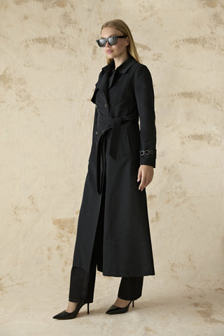 14043 LESNA TRENÇ 38-48 Siyah Trençkot 14043