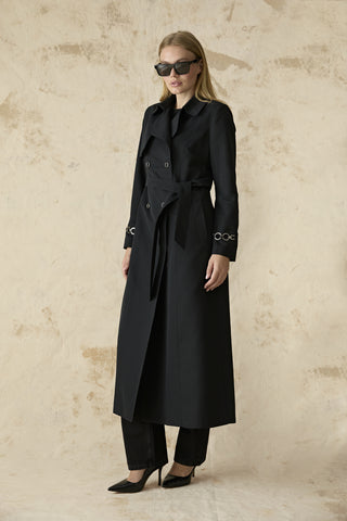 14043 LESNA TRENÇ 38-48 Siyah Trençkot 14043