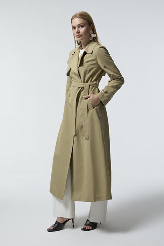 14043 LESNA TRENÇ 38-48 Yeşil Trençkot 14043