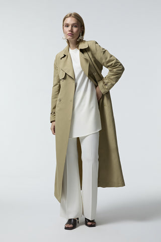 14043 LESNA TRENÇ 38-48 Yeşil Trençkot 14043