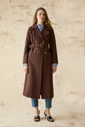 Kruvaze Yaka Kemerli Kahve Trençkot 14049