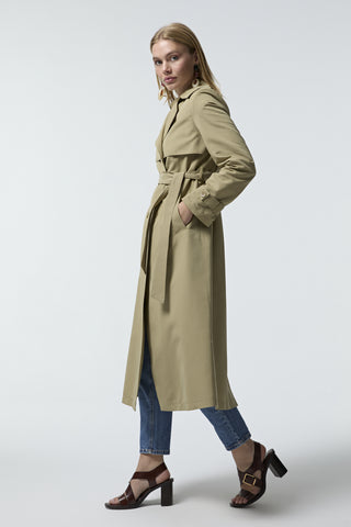 14054 LESNA TRENÇ 38-46 Yeşil Trençkot 14054