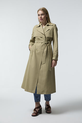 14054 LESNA TRENÇ 38-46 Yeşil Trençkot 14054