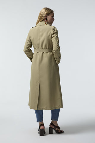 14054 LESNA TRENÇ 38-46 Yeşil Trençkot 14054