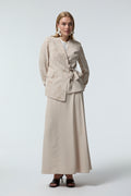 Kruvaze Yaka Kuşaklı Nakışlı Bej Takım 1538