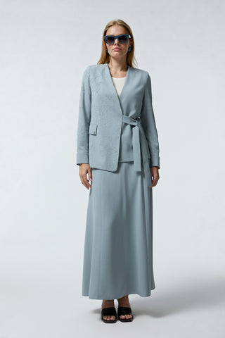 Kruvaze Yaka Kuşaklı Nakışlı Açelya Takım 1538