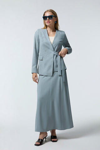 Kruvaze Yaka Kuşaklı Nakışlı Açelya Takım 1538