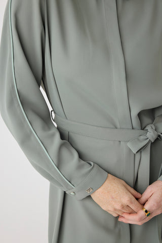 Biyeli Yaka Kuşaklı Akışkan Form Ada Çayı Tunik 1646