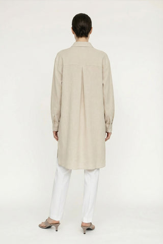 Kapak Cepli Düğme Detaylı Akıcı Bej Tunik 1655